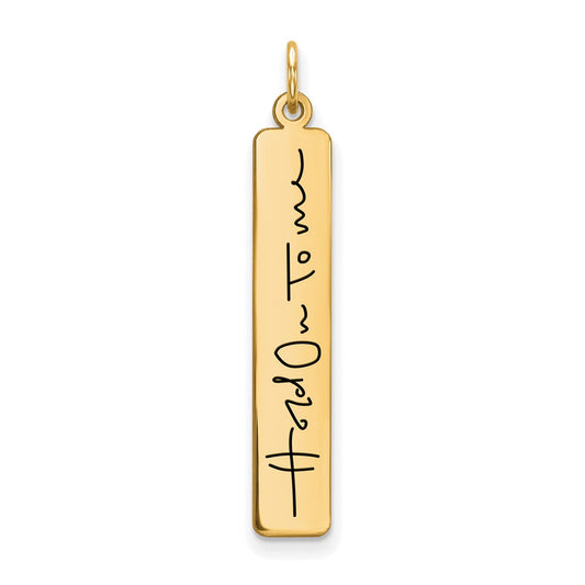 14K Yellow Gold Large Vertical Personalized Signature Bar Charm