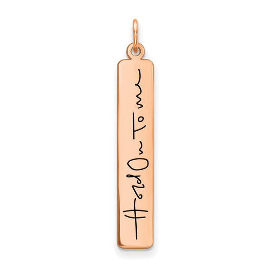 14K Rose Gold Large Vertical Personalized Signature Bar Charm