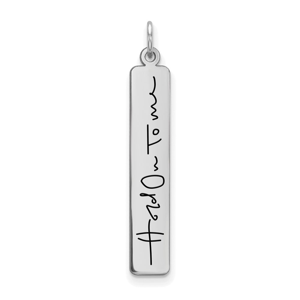 10K White Gold Large Vertical Personalized Signature Bar Charm