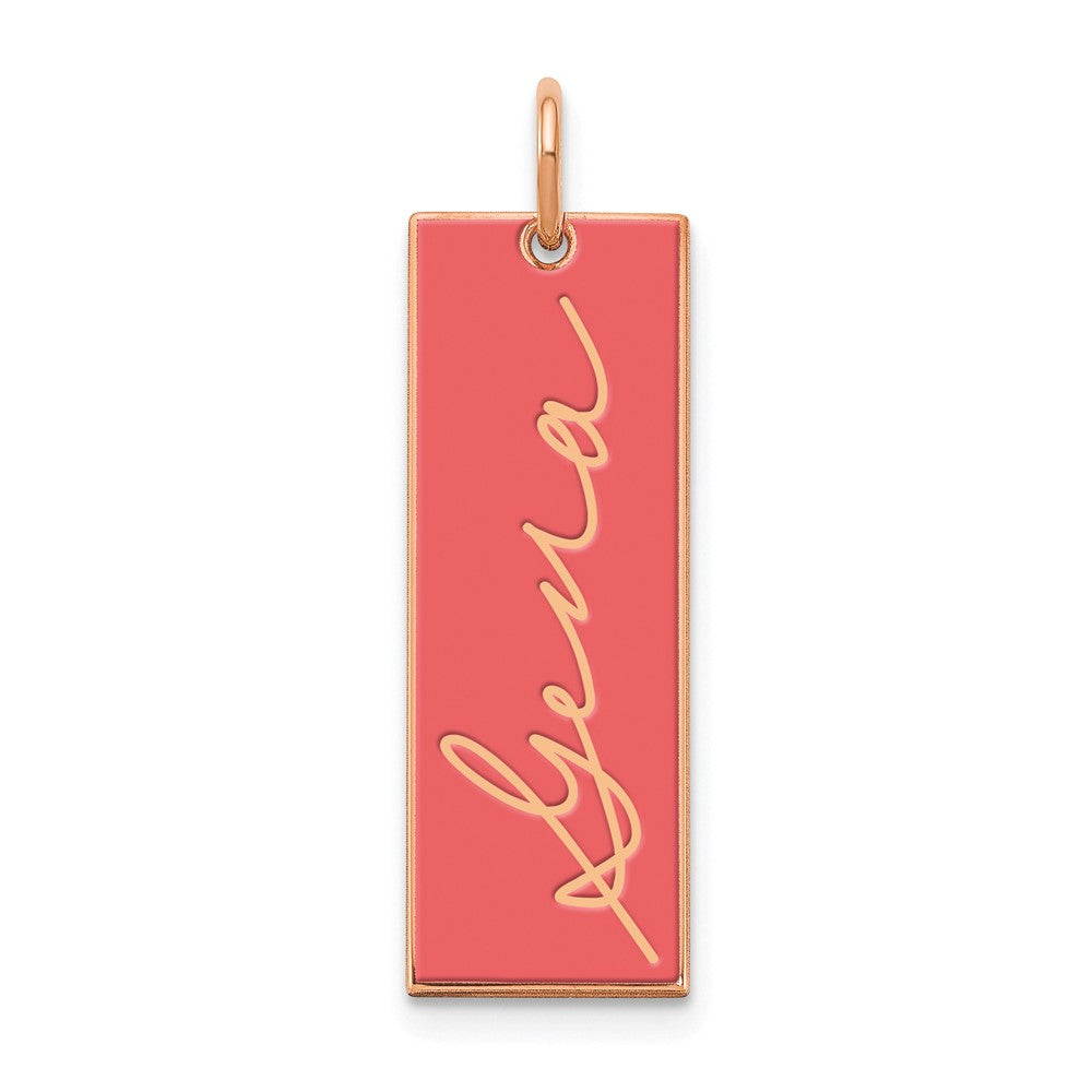 14K Rose Gold Vertical Epoxy Personalized Signature Bar Charm