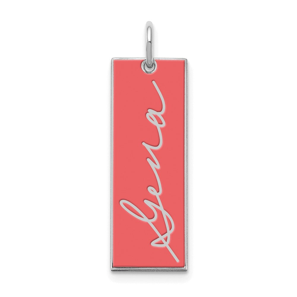 Sterling Silver Vertical Epoxy Personalized Signature Bar Charm