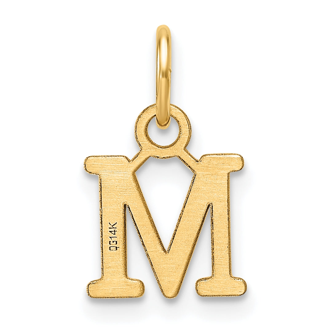 14K Yellow Gold Cut out Letter M Initial Pendant