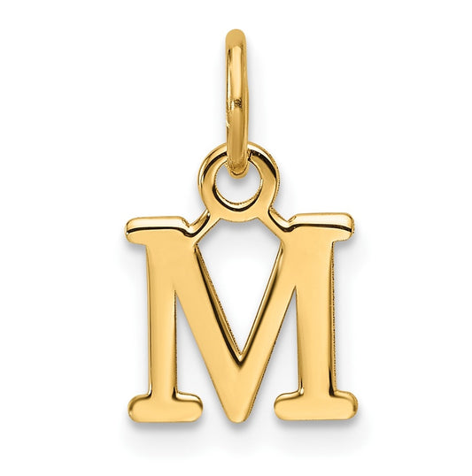 14K Yellow Gold Cut out Letter M Initial Pendant