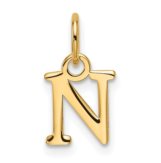 14K Yellow Gold Cut out Letter N Initial Pendant