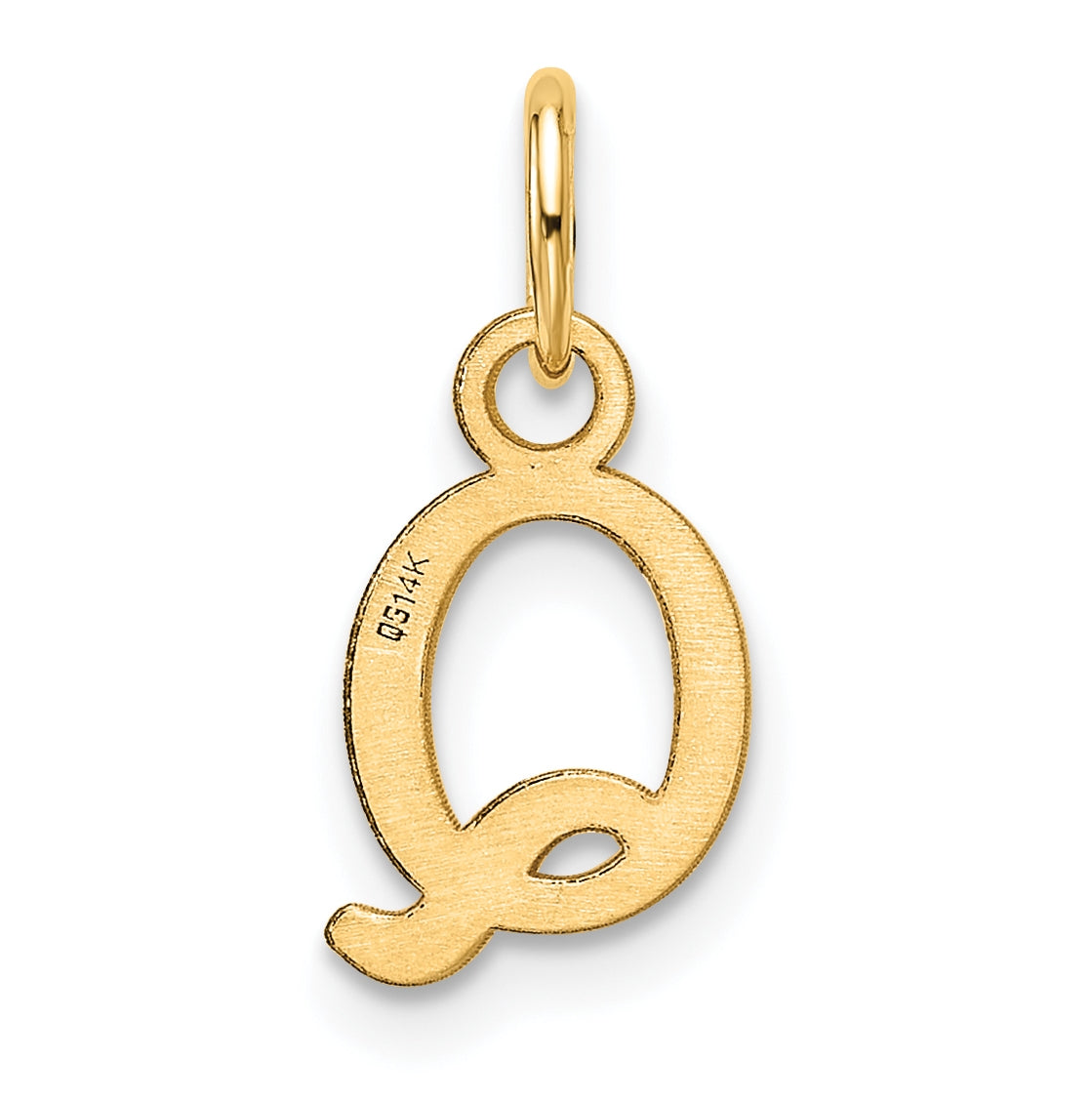 14K Yellow Gold Cut out Letter Q Initial Pendant