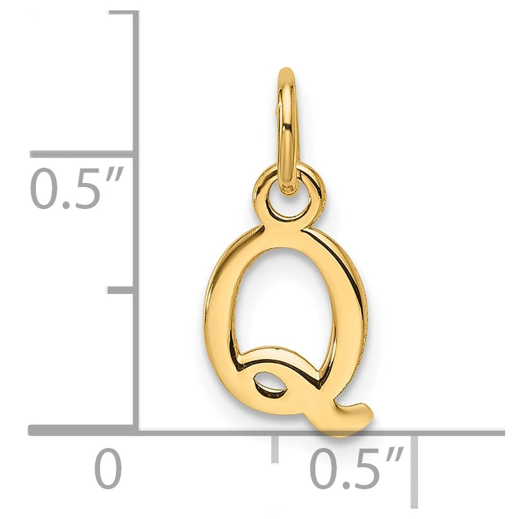 14K Yellow Gold Cut out Letter Q Initial Pendant