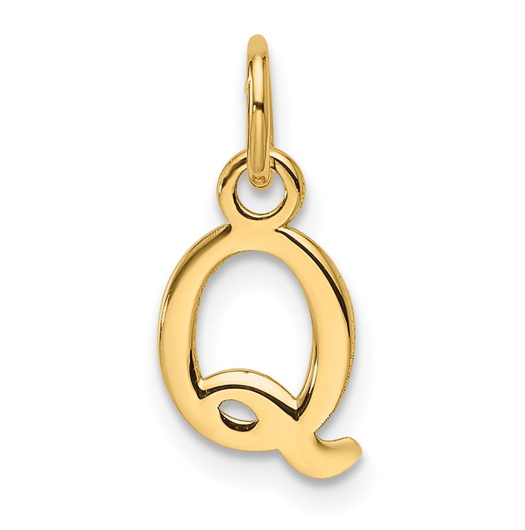 14K Yellow Gold Cut out Letter Q Initial Pendant