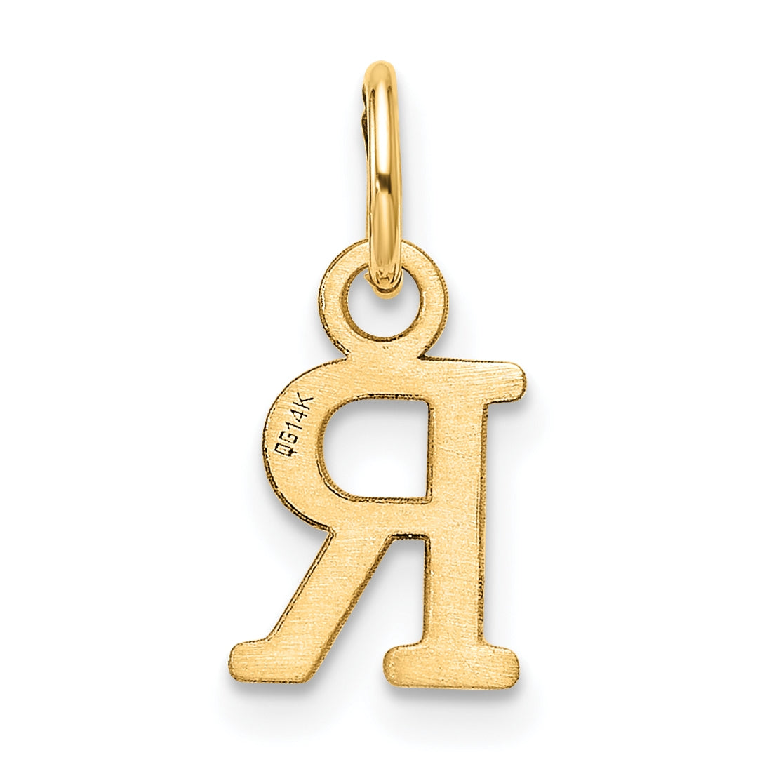 14K Yellow Gold Cut out Letter R Initial Pendant