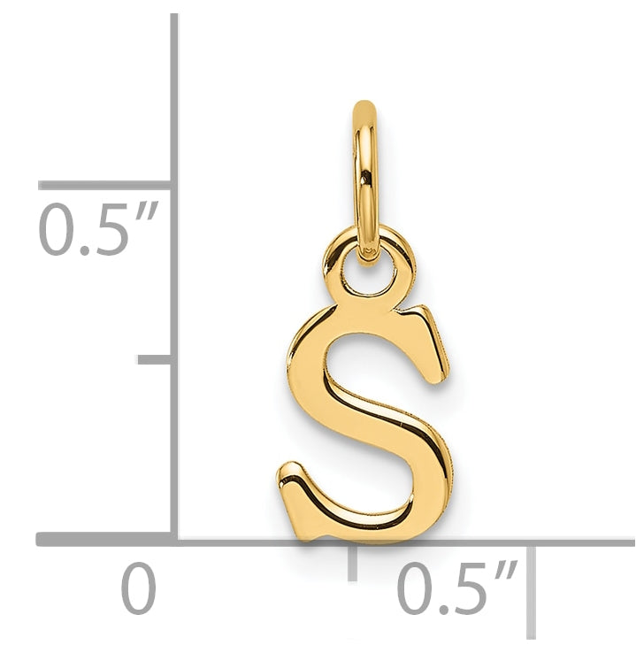 14K Yellow Gold Cut out Letter S Initial Pendant