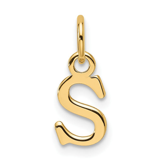 14K Yellow Gold Cut out Letter S Initial Pendant