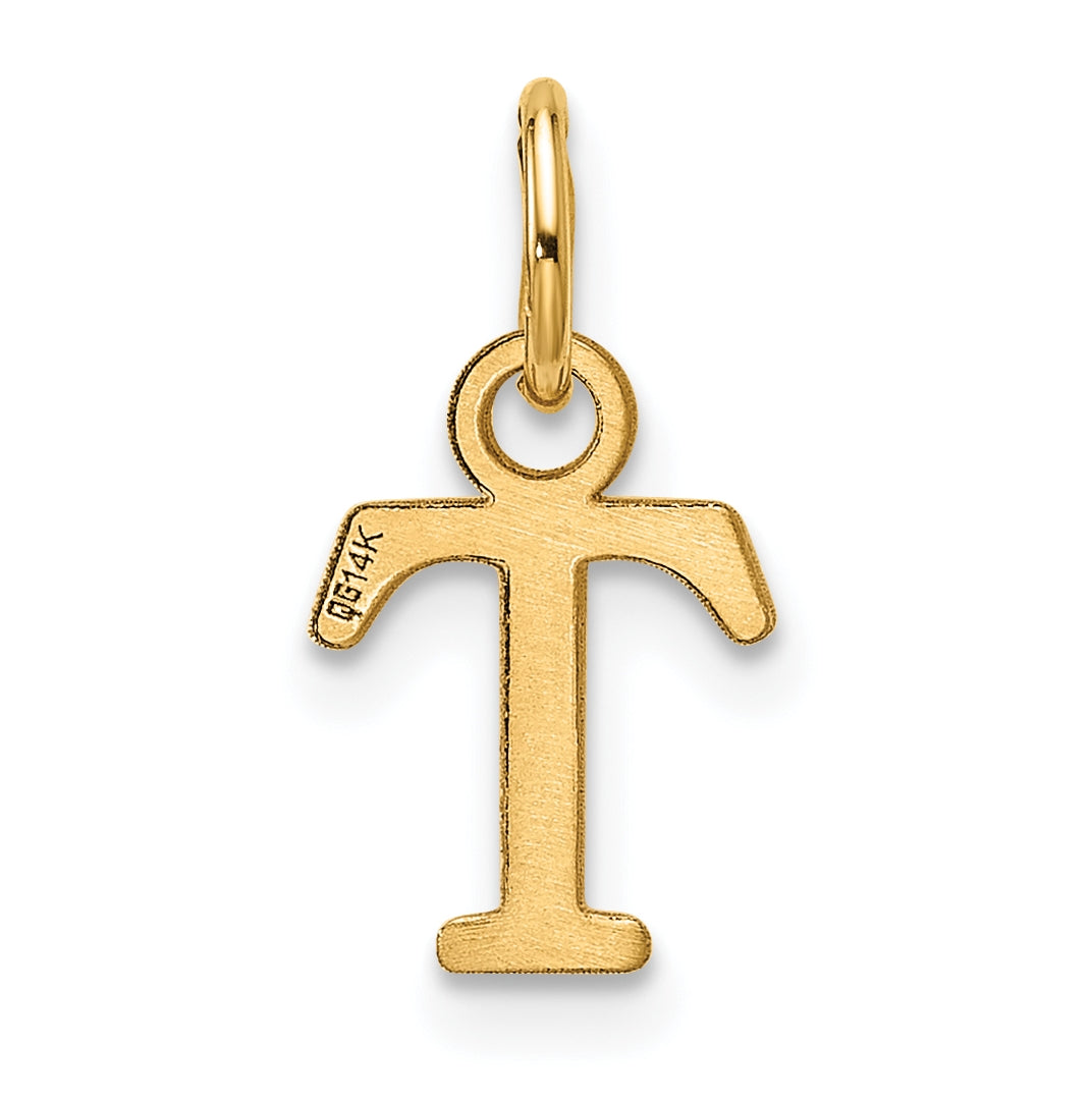 14K Yellow Gold Cut out Letter T Initial Pendant