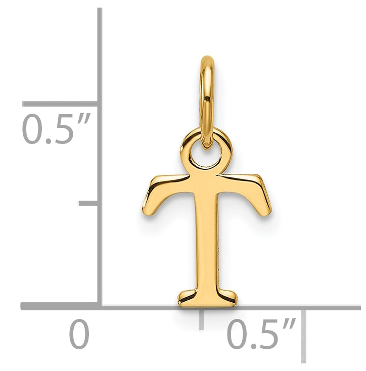 14K Yellow Gold Cut out Letter T Initial Pendant