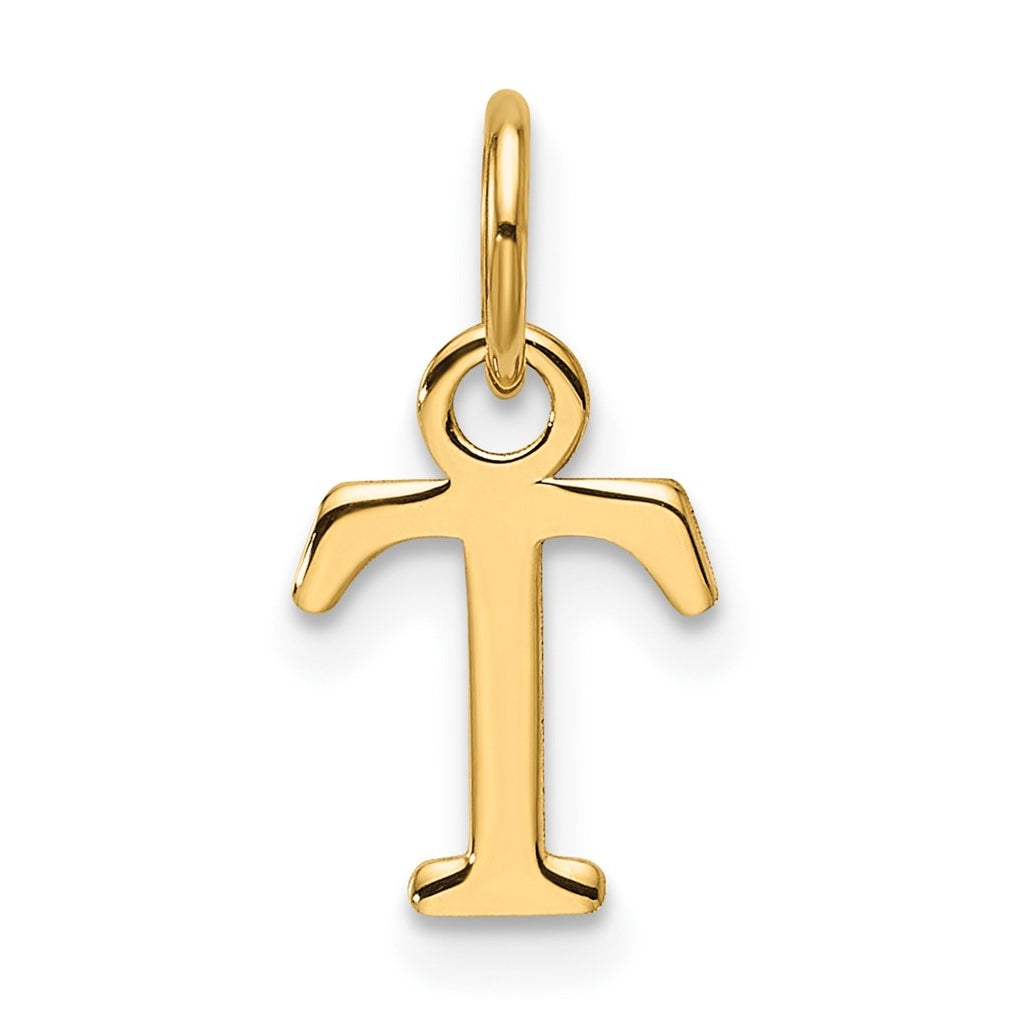 14K Yellow Gold Cut out Letter T Initial Pendant