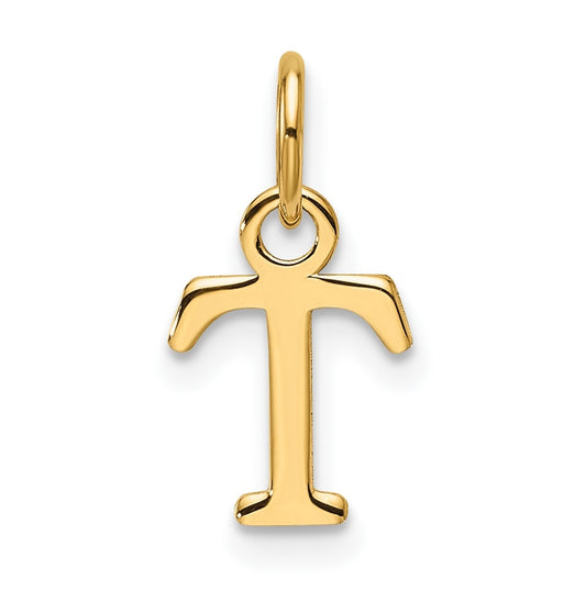 14K Yellow Gold Cut out Letter T Initial Pendant