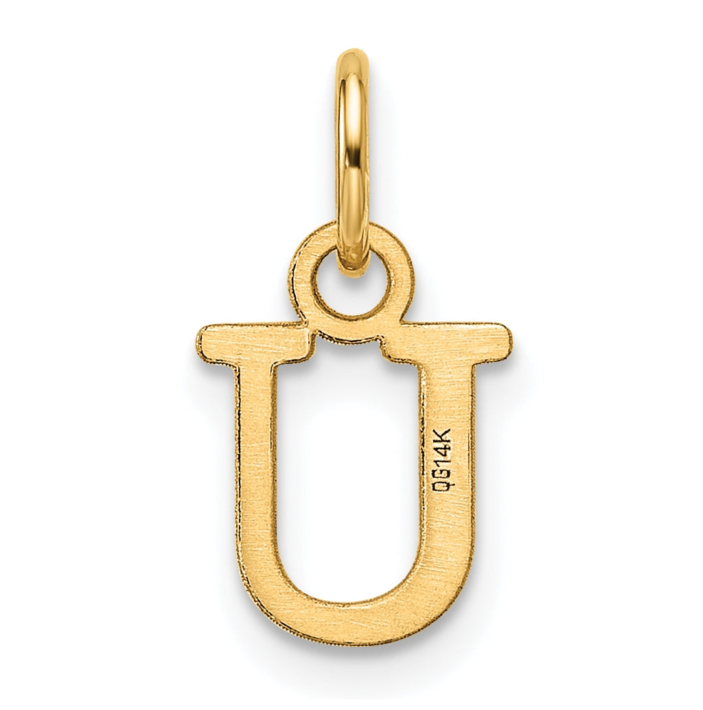 14K Yellow Gold Cut out Letter U Initial Pendant