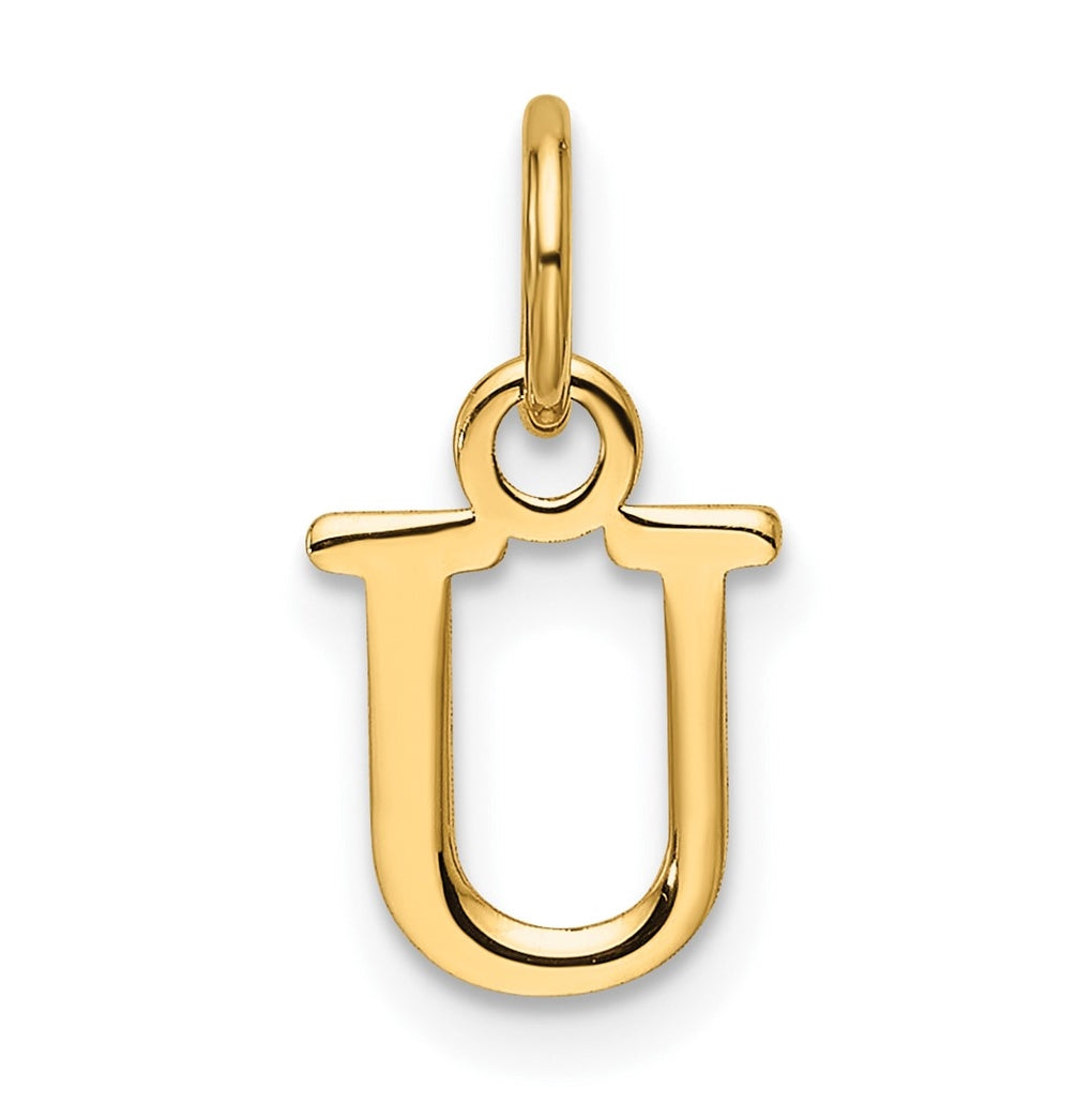 14K Yellow Gold Cut out Letter U Initial Pendant