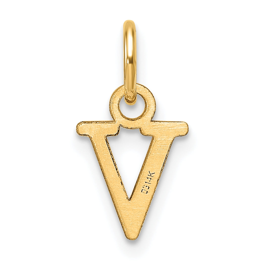 14K Yellow Gold Cut out Letter V Initial Pendant
