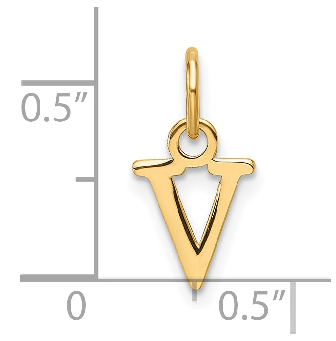 14K Yellow Gold Cut out Letter V Initial Pendant