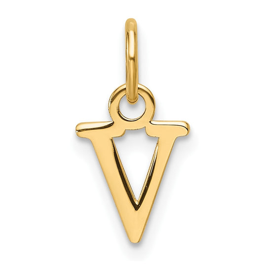 14K Yellow Gold Cut out Letter V Initial Pendant