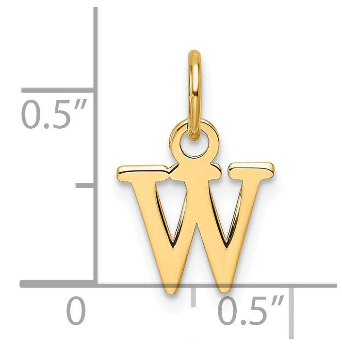 14K Yellow Gold Cut out Letter W Initial Pendant