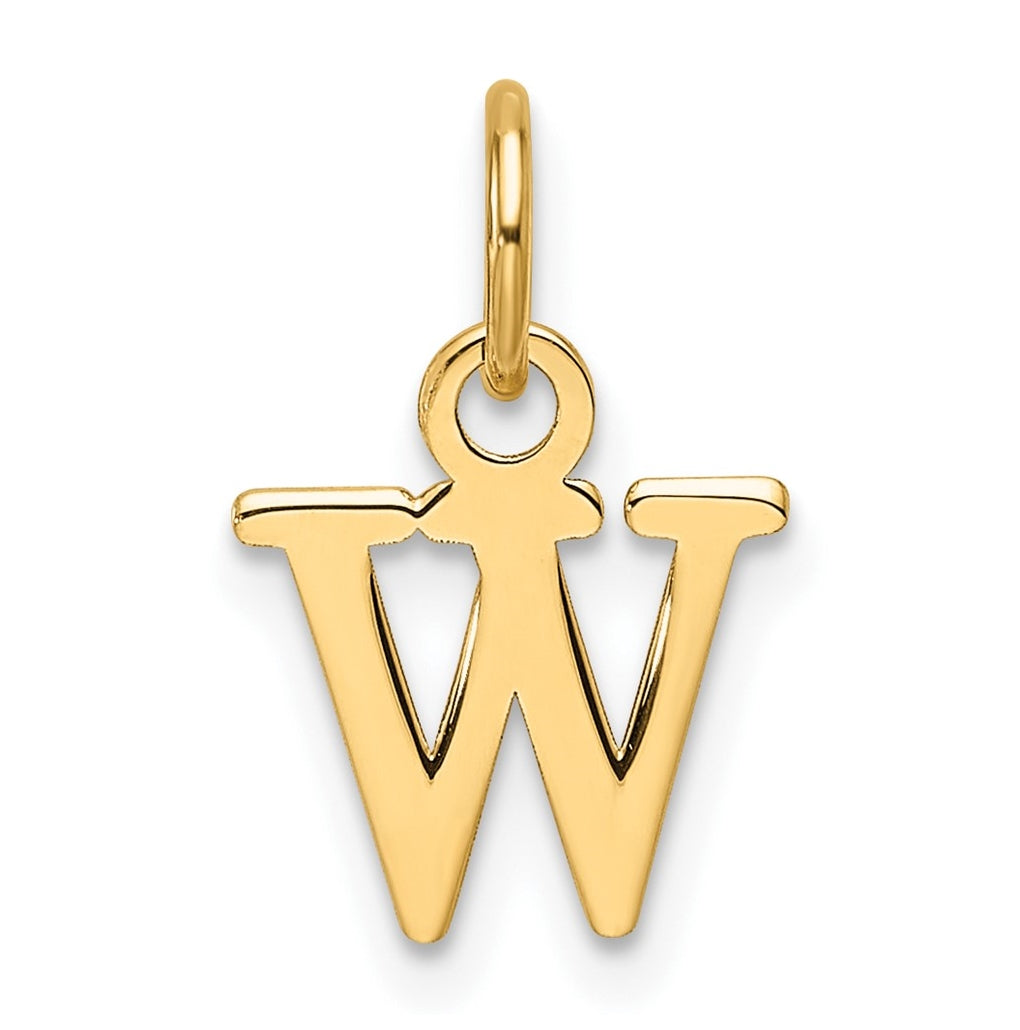 14K Yellow Gold Cut out Letter W Initial Pendant