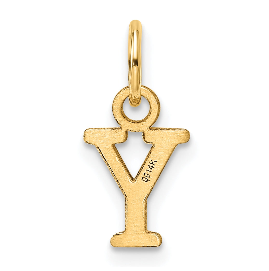 14K Yellow Gold Cut out Letter Y Initial Pendant
