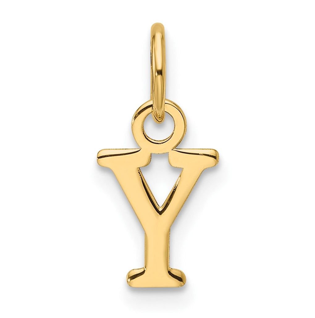 14K Yellow Gold Cut out Letter Y Initial Pendant