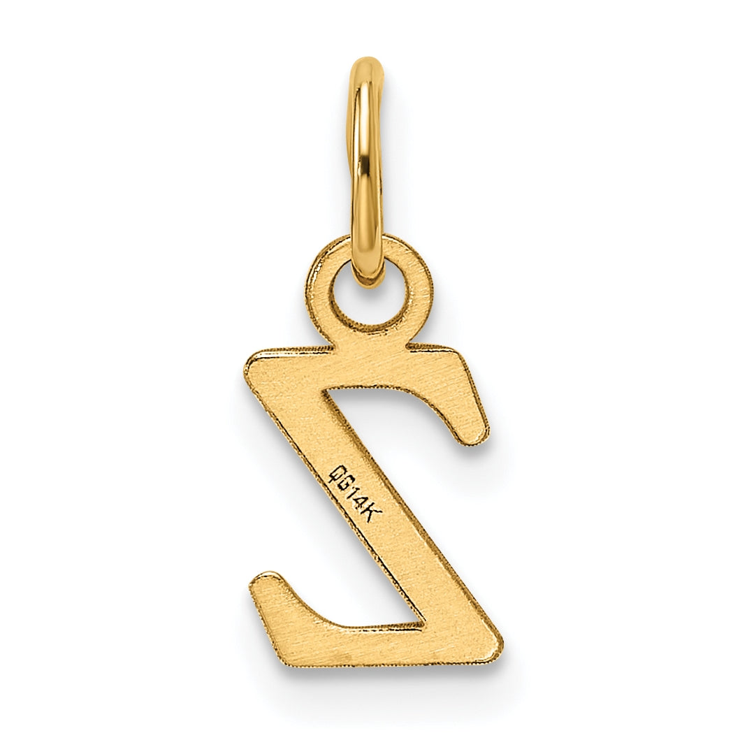 14K Yellow Gold Cut out Letter Z Initial Pendant