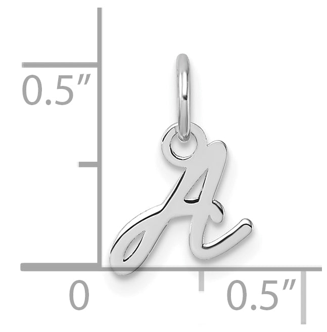 14K White Gold Uppercase Letter A Initial Charm