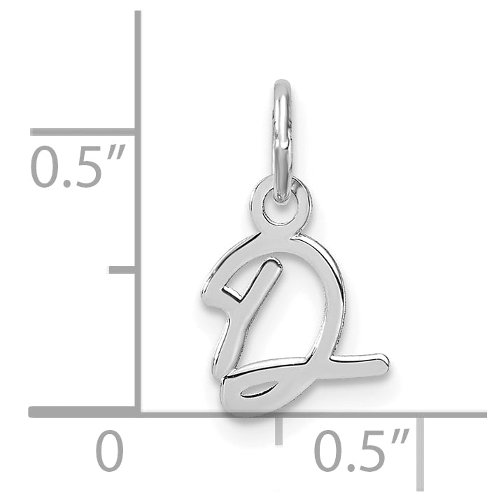14K White Gold Uppercase Letter D Initial Charm