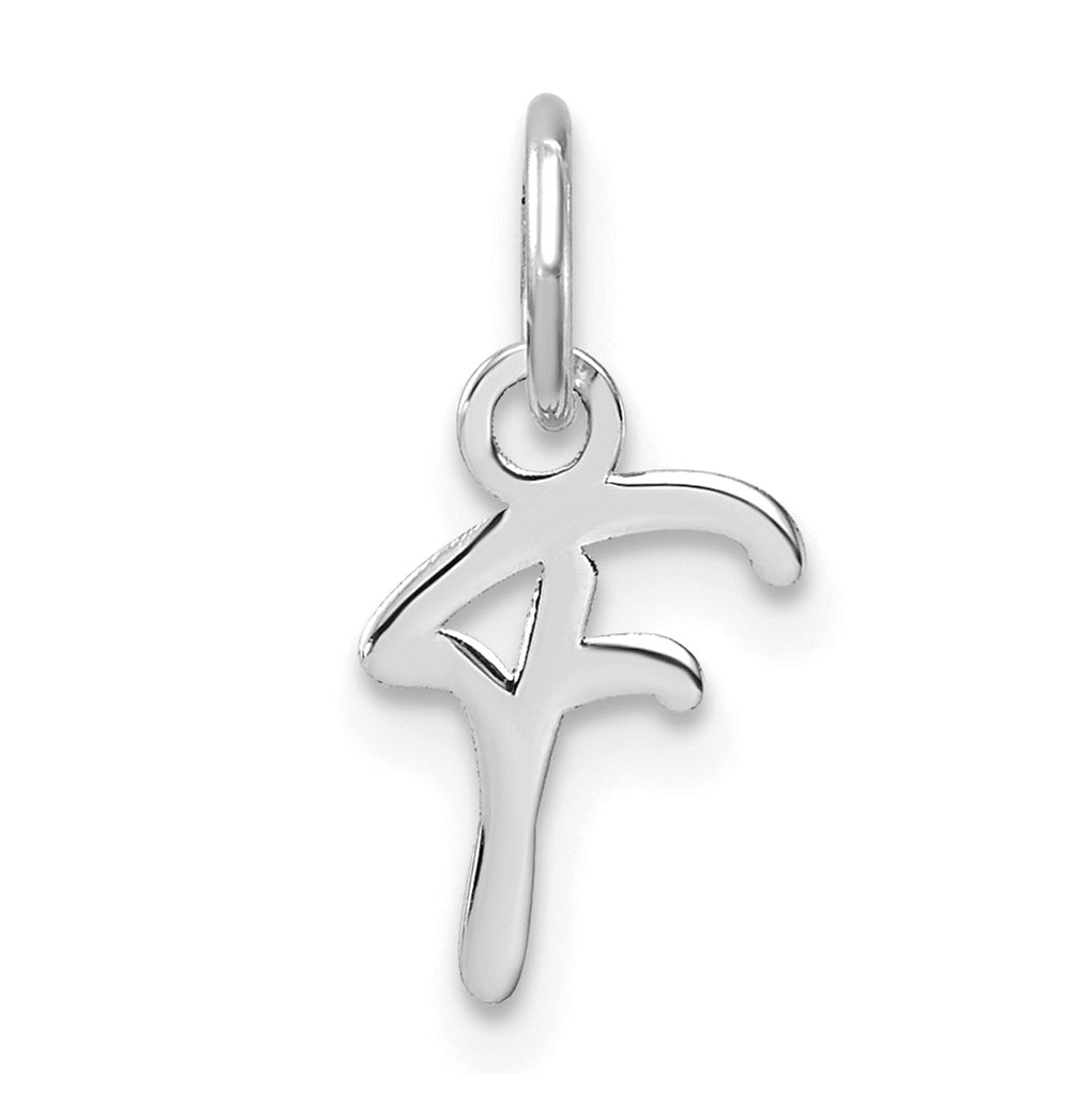 14K White Gold Uppercase Letter F Initial Charm