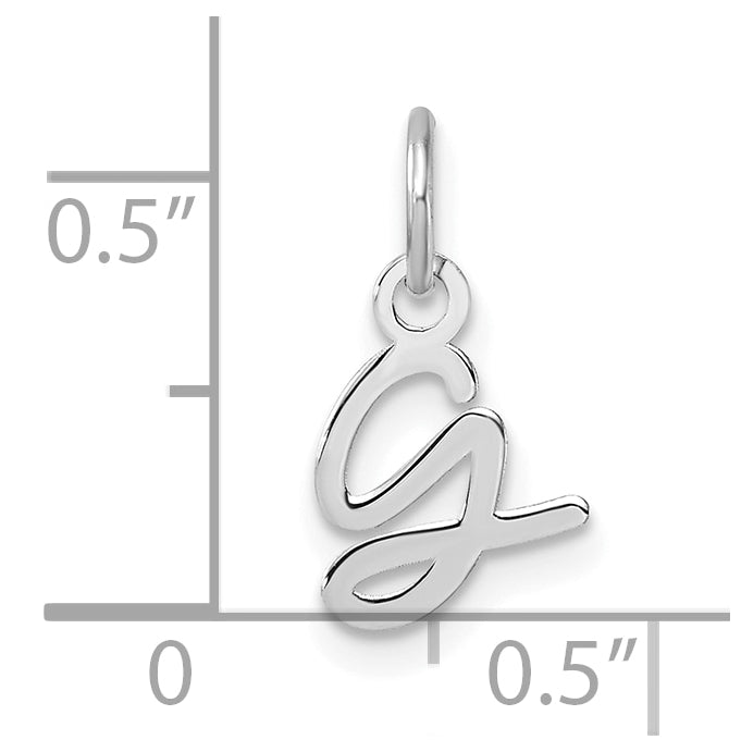 14K White Gold Uppercase Letter G Initial Charm