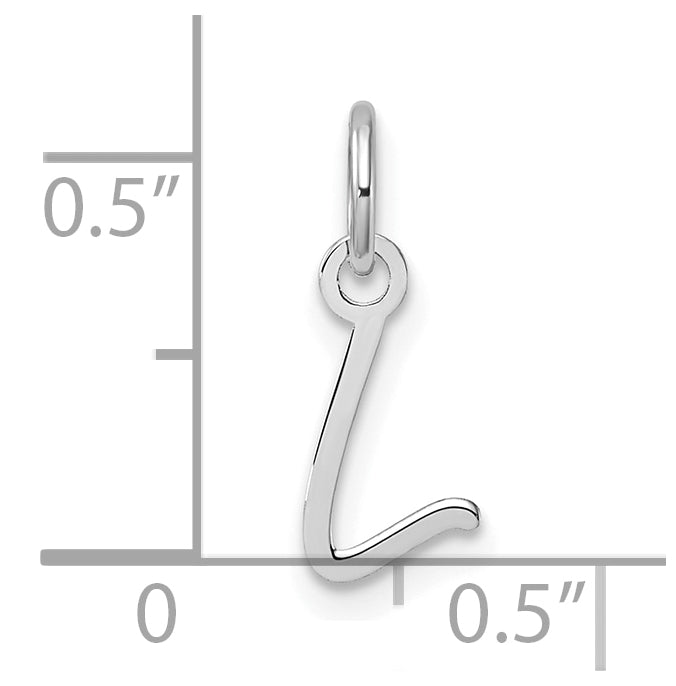 14K White Gold Uppercase Letter L Initial Charm