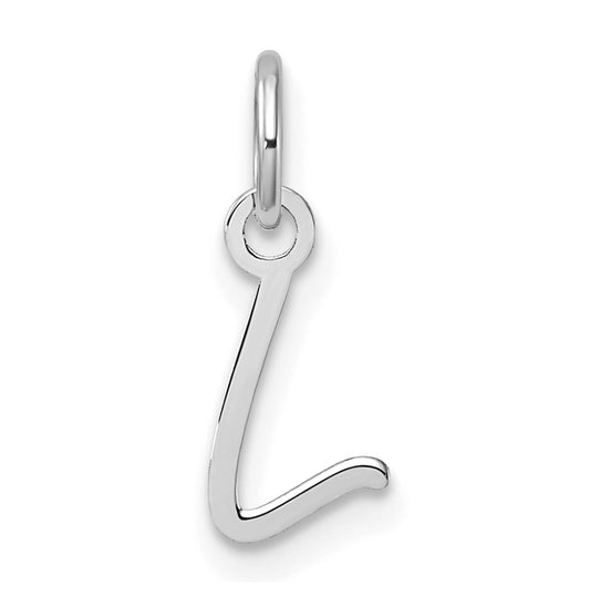 14K White Gold Uppercase Letter L Initial Charm