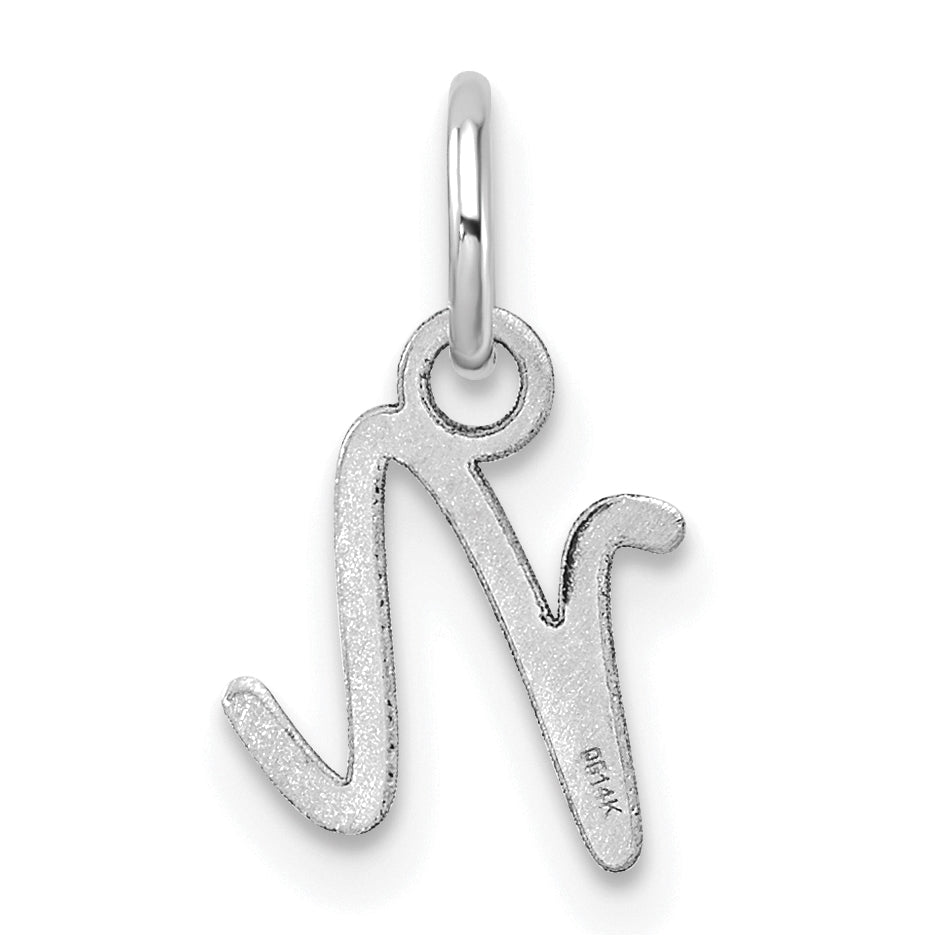 14K White Gold Uppercase Letter N Initial Charm