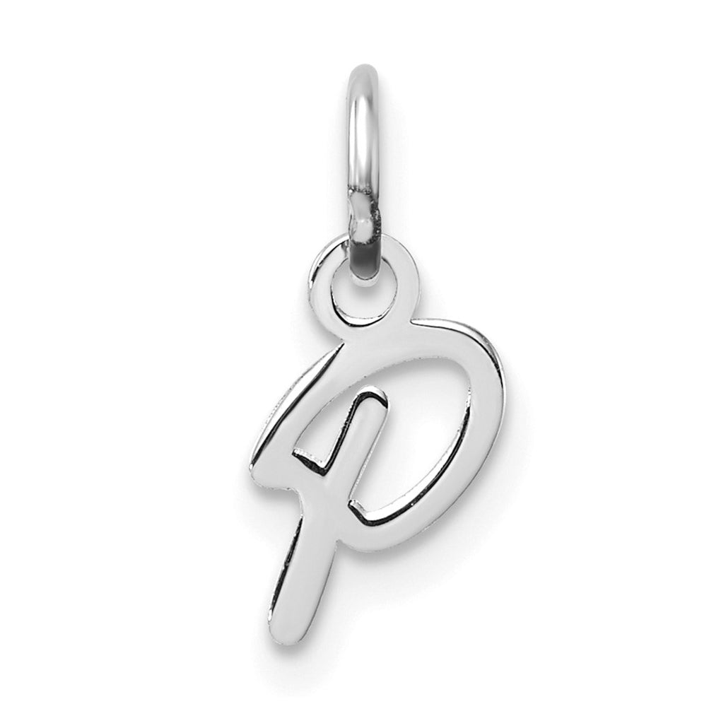 14K White Gold Uppercase Letter P Initial Charm