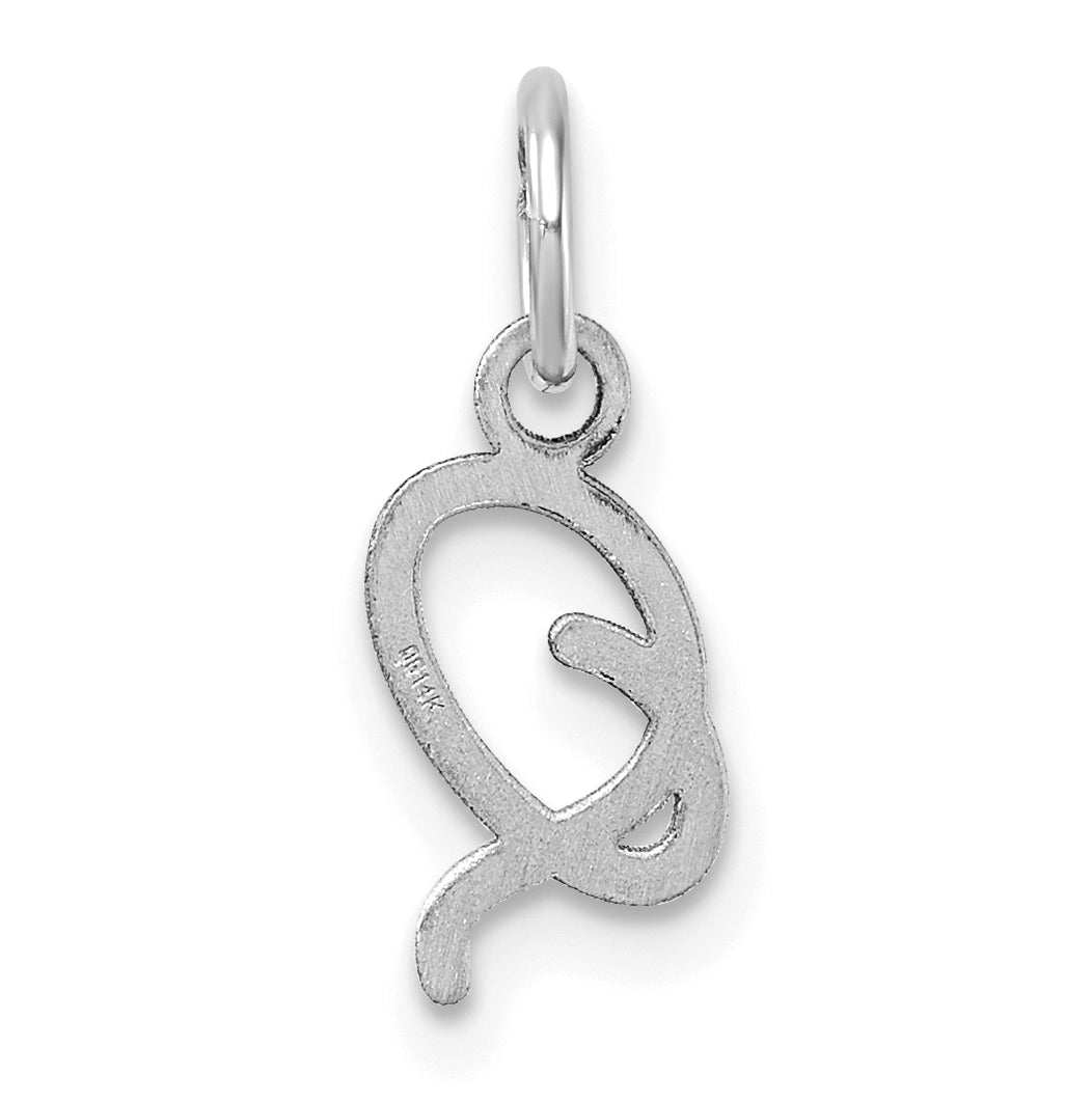 14K White Gold Uppercase Letter Q Initial Charm