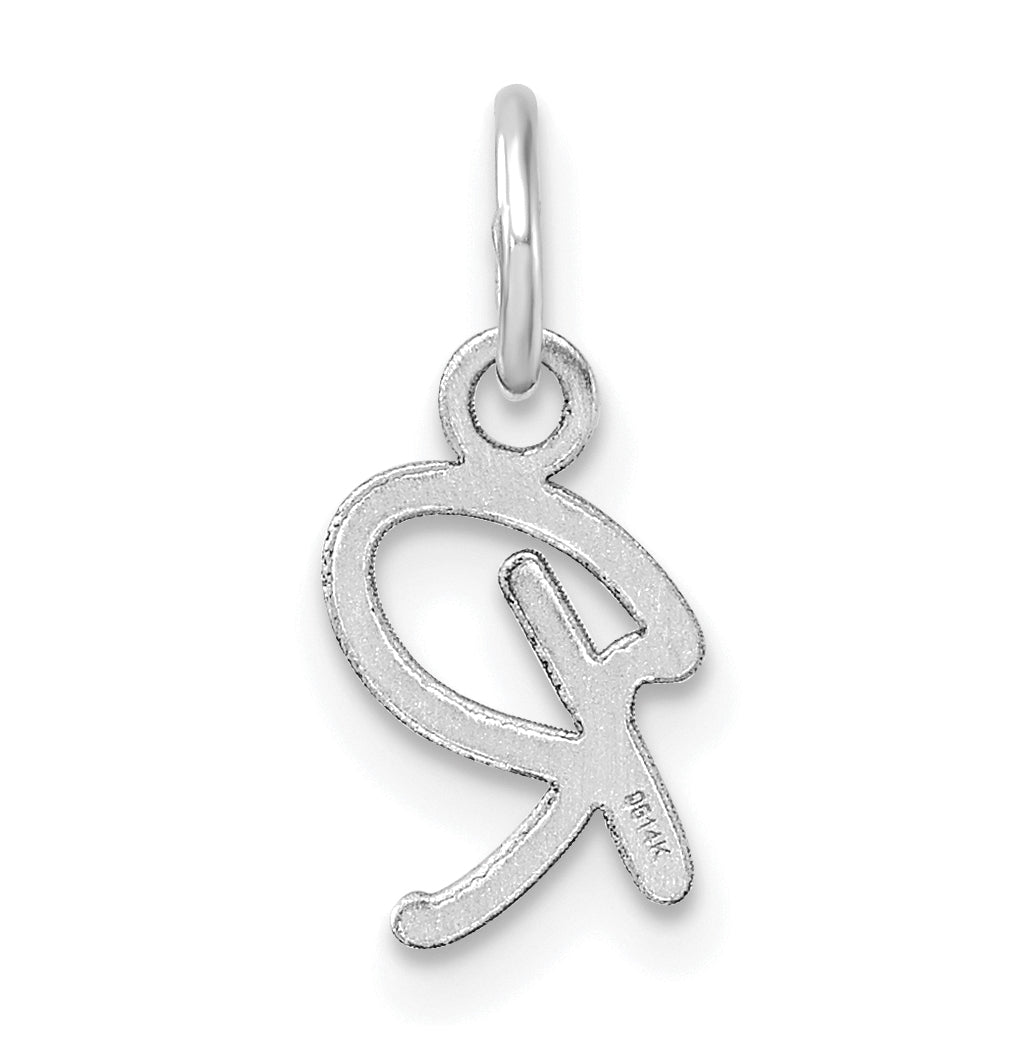 14K White Gold Uppercase Letter R Initial Charm