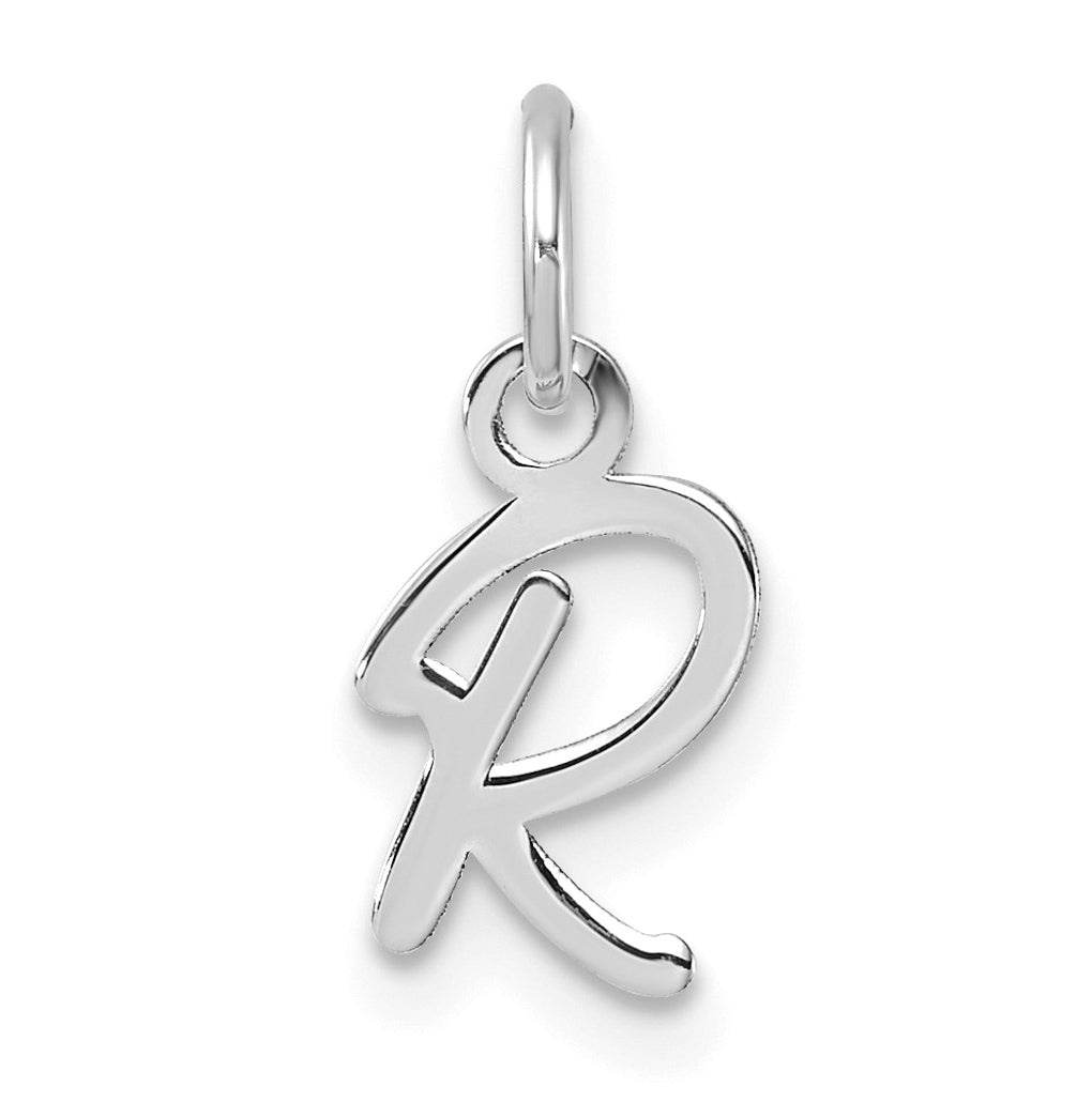 14K White Gold Uppercase Letter R Initial Charm
