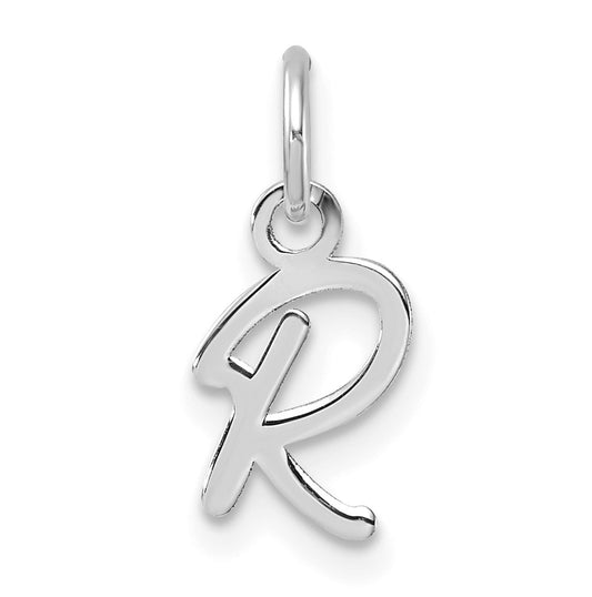 14K White Gold Uppercase Letter R Initial Charm
