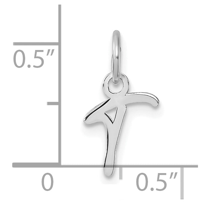 14K White Gold Uppercase Letter T Initial Charm