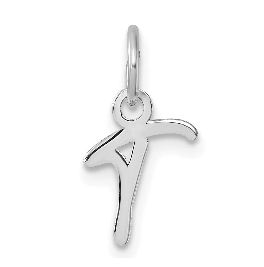 14K White Gold Uppercase Letter T Initial Charm