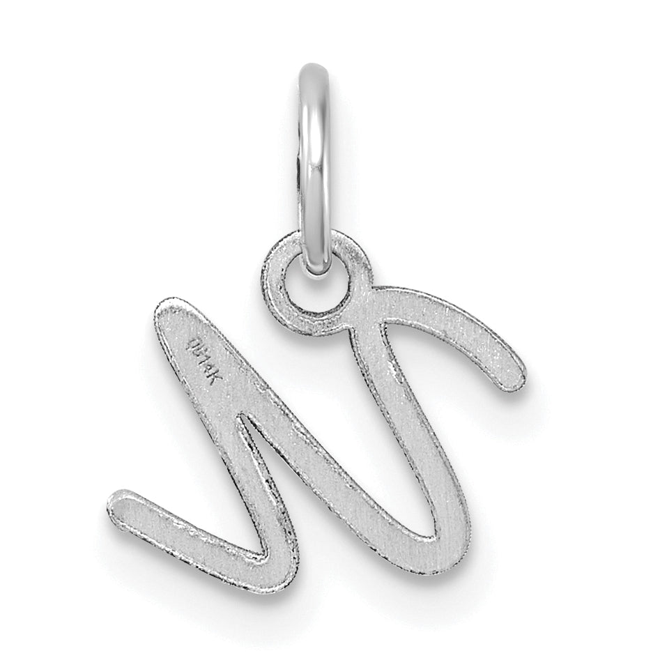 14K White Gold Uppercase Letter U Initial Charm