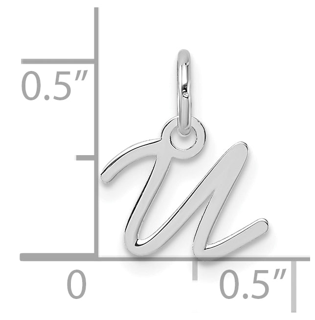 14K White Gold Uppercase Letter U Initial Charm