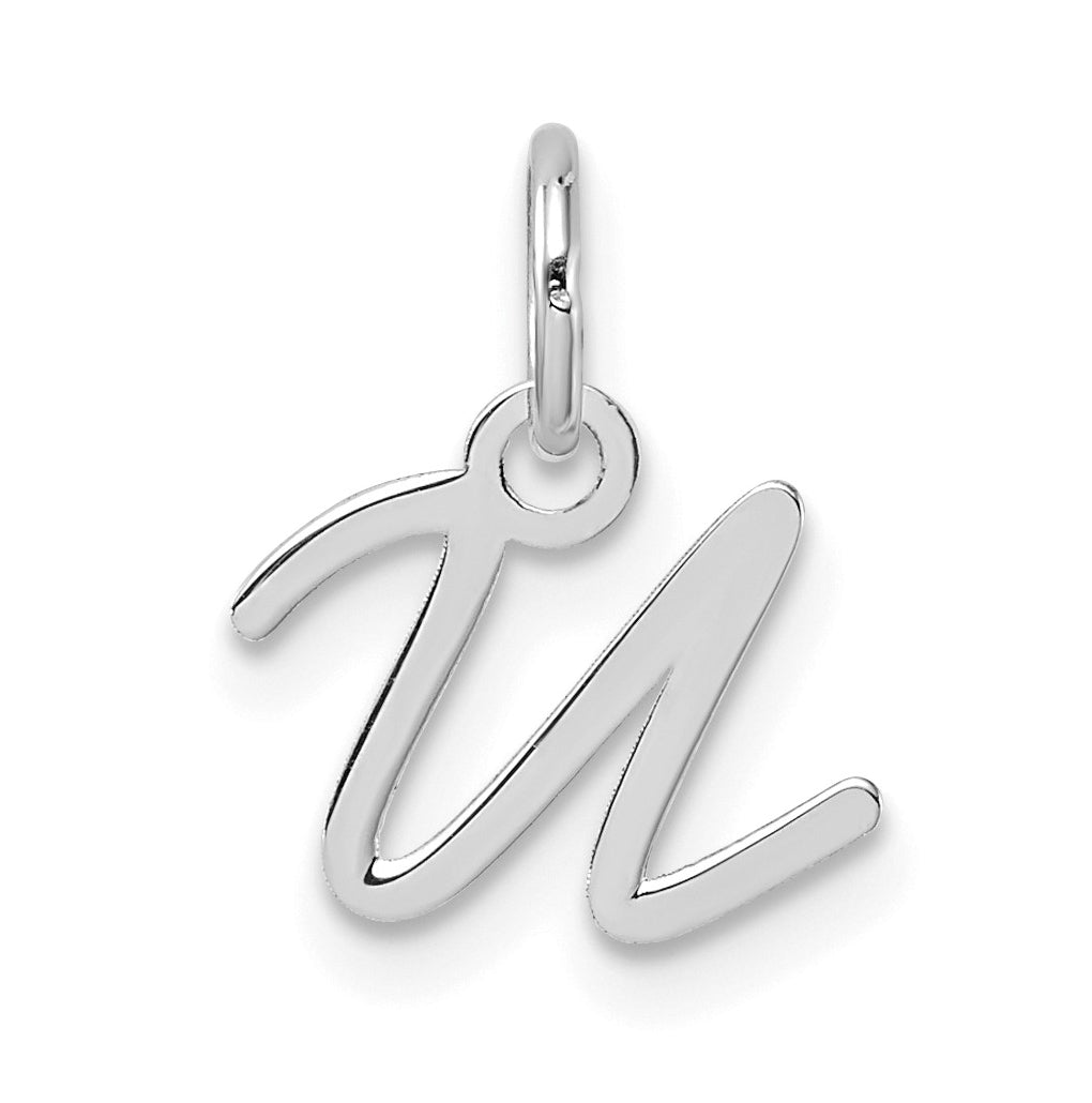 14K White Gold Uppercase Letter U Initial Charm