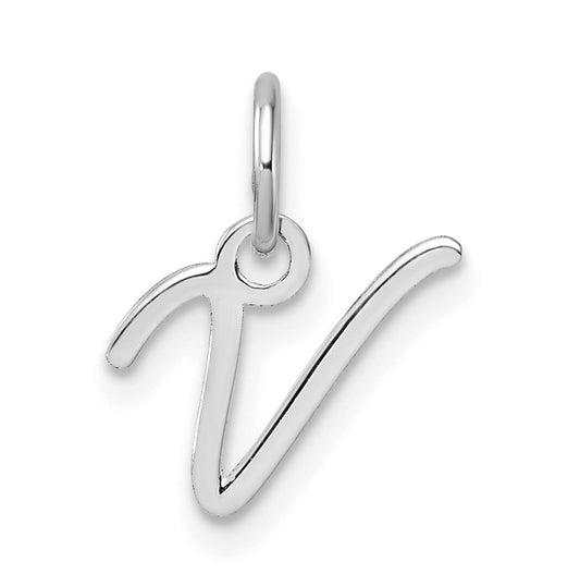 14K White Gold Uppercase Letter V Initial Charm