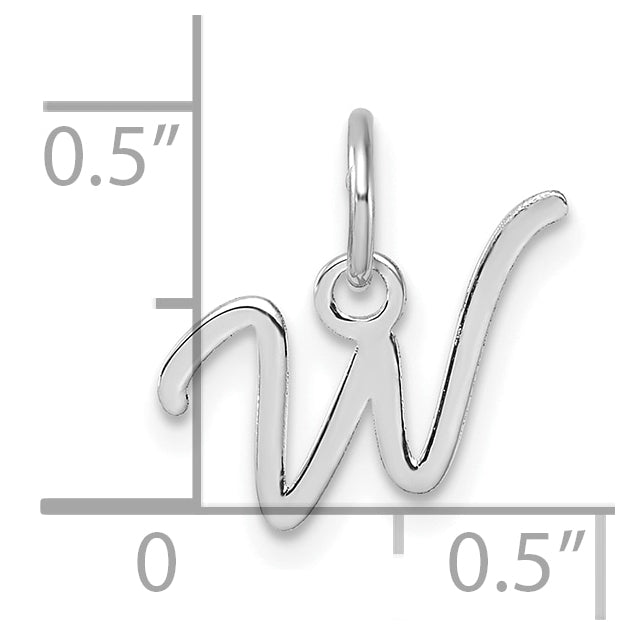 14K White Gold Uppercase Letter W Initial Charm