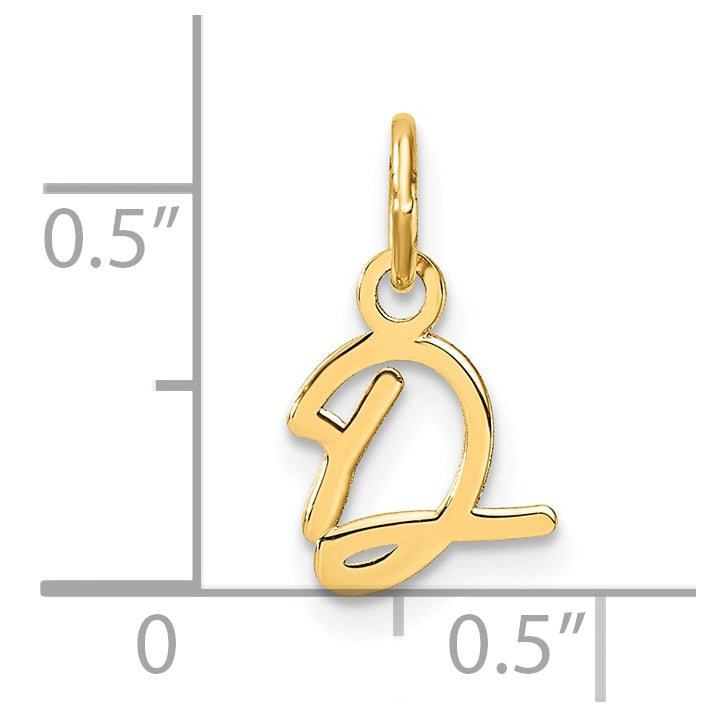 14K Yellow Gold Uppercase Letter D Initial Charm