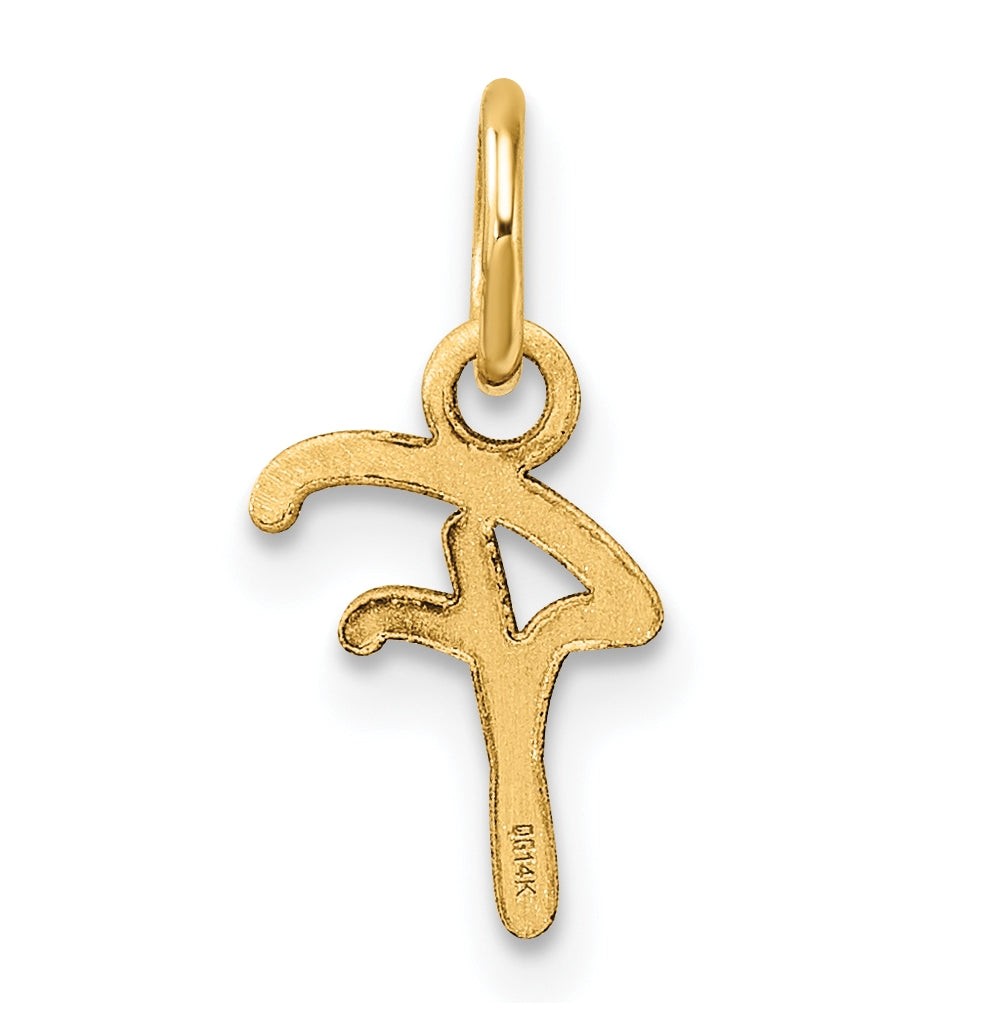 14K Yellow Gold Uppercase Letter F Initial Charm