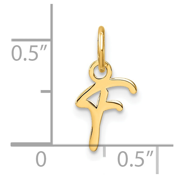 14K Yellow Gold Uppercase Letter F Initial Charm